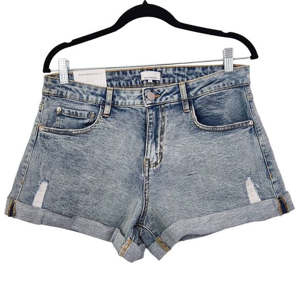 WeWoreWhat Denim Cuffed Shorts NWT Size 26 Boho Distressed Jean Short - Picture 1 of 7